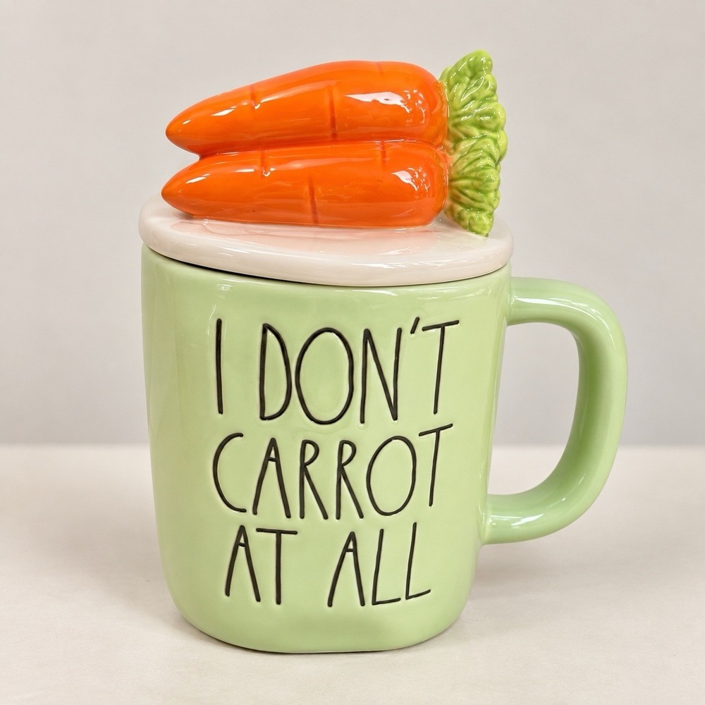 Rae Dunn "I Don't Carrot At All" Mug Cup with Topper Coffee Tea 20oz